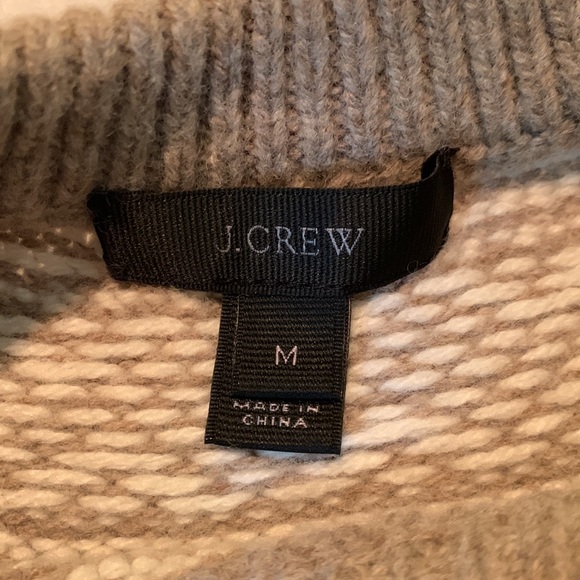J CREW Wool Fisherman Nordic Sweater Fair Isle Ruffle Sleeve Neutral Preppy - Picture 7 of 12